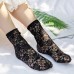 5 Pairs Women Cotton Nylon Jacquard Floral Lace  trimmed Breathable Comfy Silk Stockings