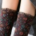 10 Pairs Women Retro Embossed Jacquard Tube Socks Fashion Mid  length Breathable Absorbsweat Lace Socks