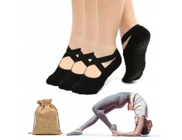 CHARMINER 2PCS 3PCS Cross  strap Yoga Socks Non  slip and Breathable Suitable for Ballet Pilates Yoga for Female